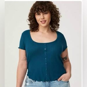 Torrid Legion Blue (fake) Button-Up Top